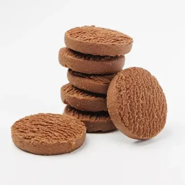 Round biscuits with cocoa and rum flavor